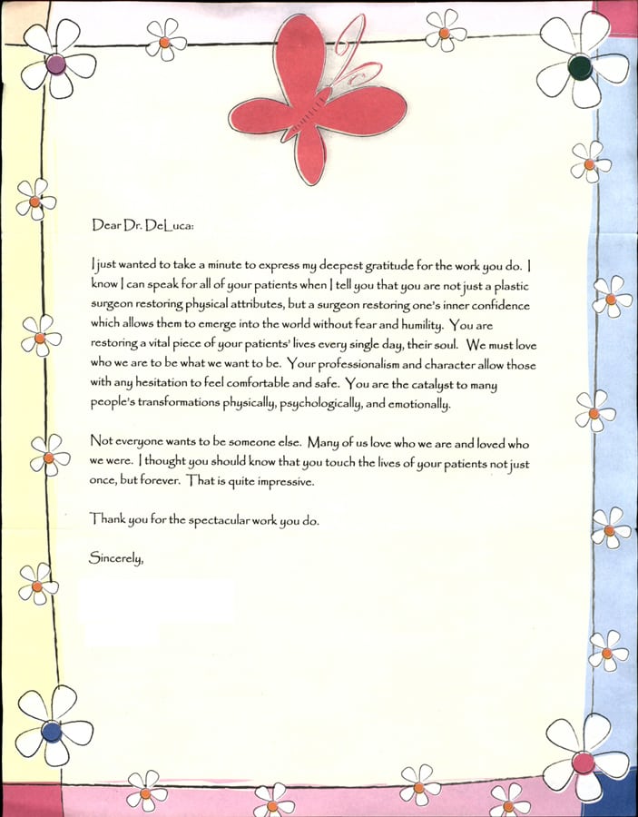 thank you letter to doctor and nurses reviews albany ny deluca plastic surgery thank you letter to doctor and nurses reviews albany ny deluca plastic surgery