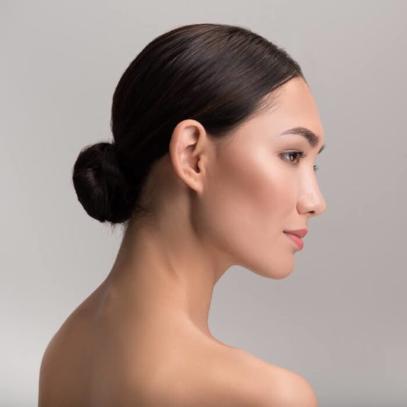 A beautiful woman in profile